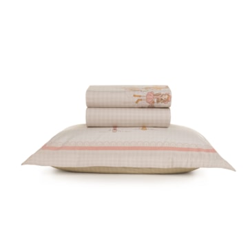 Jogo de Cama Solteiro Infantil Karsten Daisy 100% Algodão Percal 200 Fios (3 Peças)