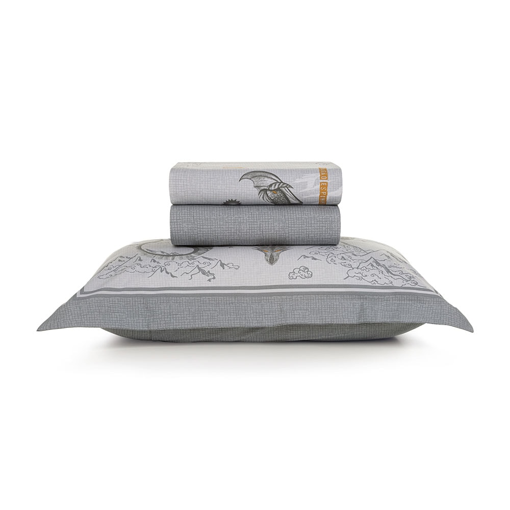 Jogo de Cama Solteiro Infantil Karsten Dragões 100% Algodão Percal 200 Fios (3 Peças)