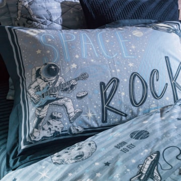 Jogo de Cama Solteiro Infantil Karsten Espacial 100% Algodão Percal 200 Fios (3 Peças)