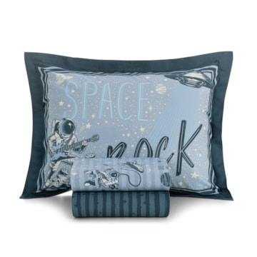 Jogo de Cama Solteiro Infantil Karsten Espacial 100% Algodão Percal 200 Fios (3 Peças)