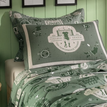 Jogo de Cama Solteiro Infantil Karsten Futebol 100% Algodão Percal 200 Fios (3 Peças)