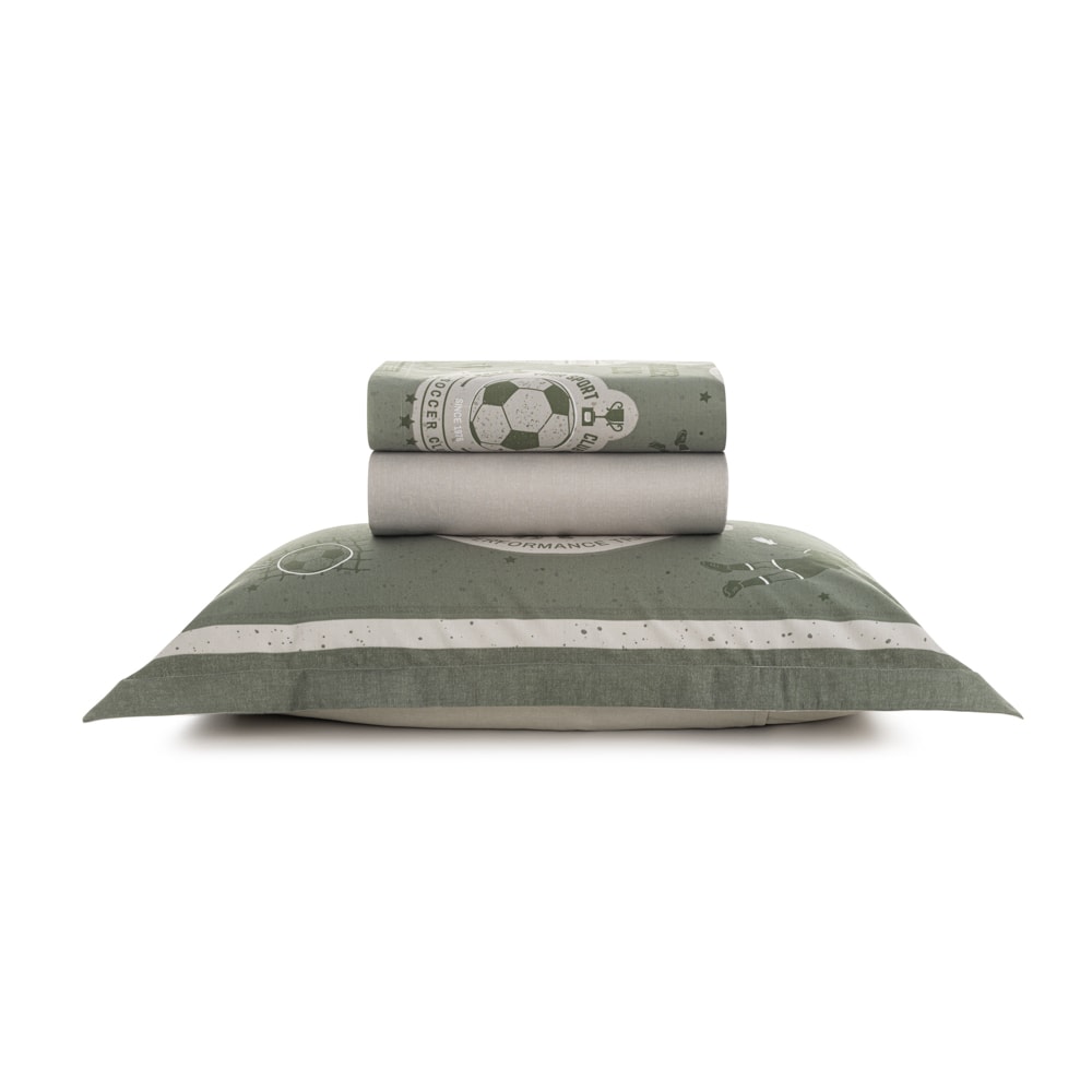 Jogo de Cama Solteiro Infantil Karsten Futebol 100% Algodão Percal 200 Fios (3 Peças)