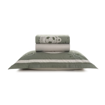 Jogo de Cama Solteiro Infantil Karsten Futebol 100% Algodão Percal 200 Fios (3 Peças)