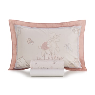 Jogo de Cama Solteiro Infantil Karsten Jolie 100% Algodão Percal 200 Fios (3 Peças)