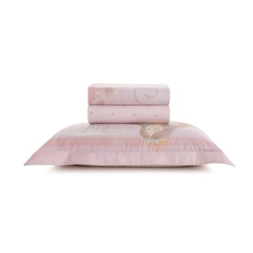 Jogo de Cama Solteiro Infantil Karsten Princesinha 100% Algodão Percal 200 Fios (3 Peças)