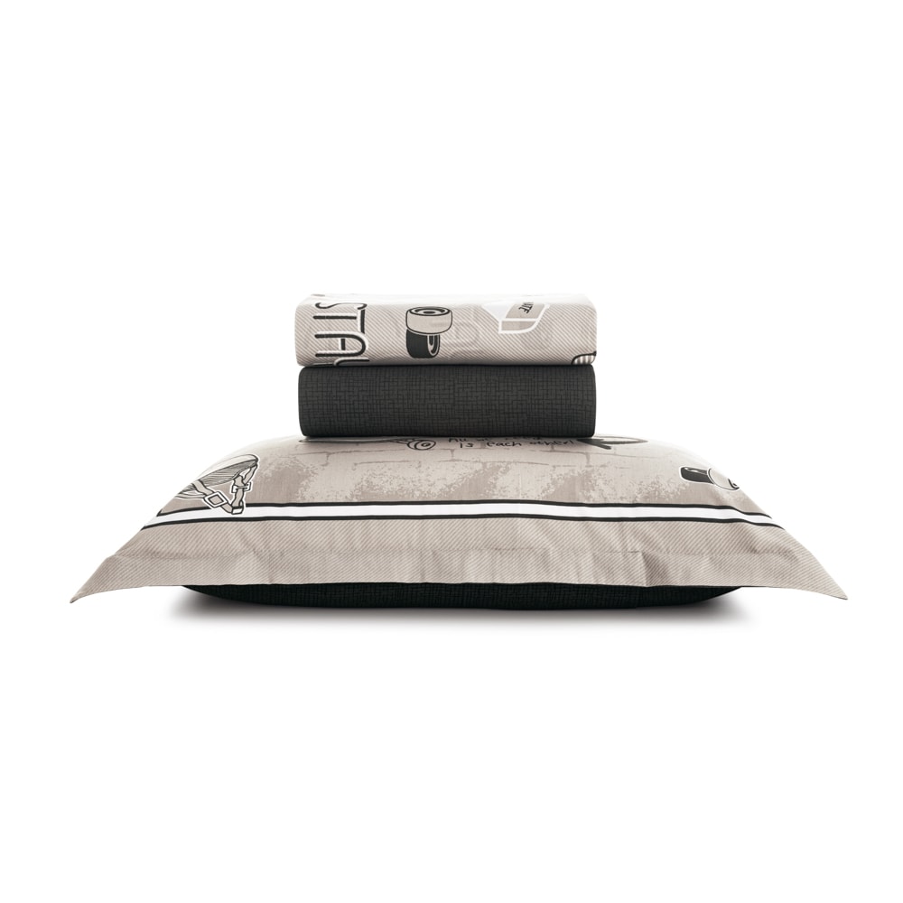 Jogo de Cama Solteiro Infantil Karsten Skate 100% Algodão Percal 200 Fios (3 Peças)