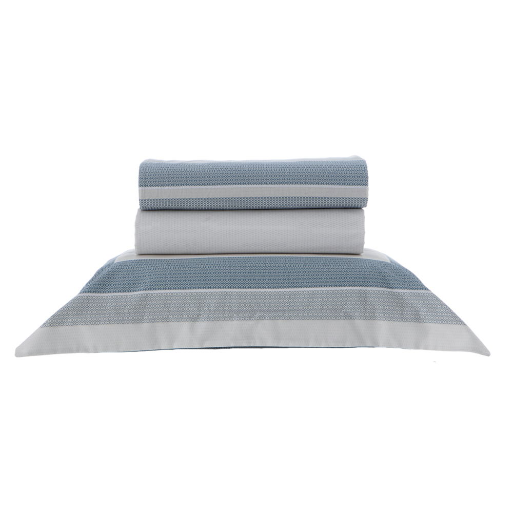 Jogo de Cama Solteiro Kacyumara Casa K Vida Bela Axon 100% Algodão Egípcio Percal 200 Fios (3 Peças)