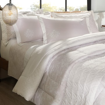 Jogo de Cama Solteiro Kacyumara Satinée Linn 100% Algodão Egípcio Percal 300 Fios (4 Peças)