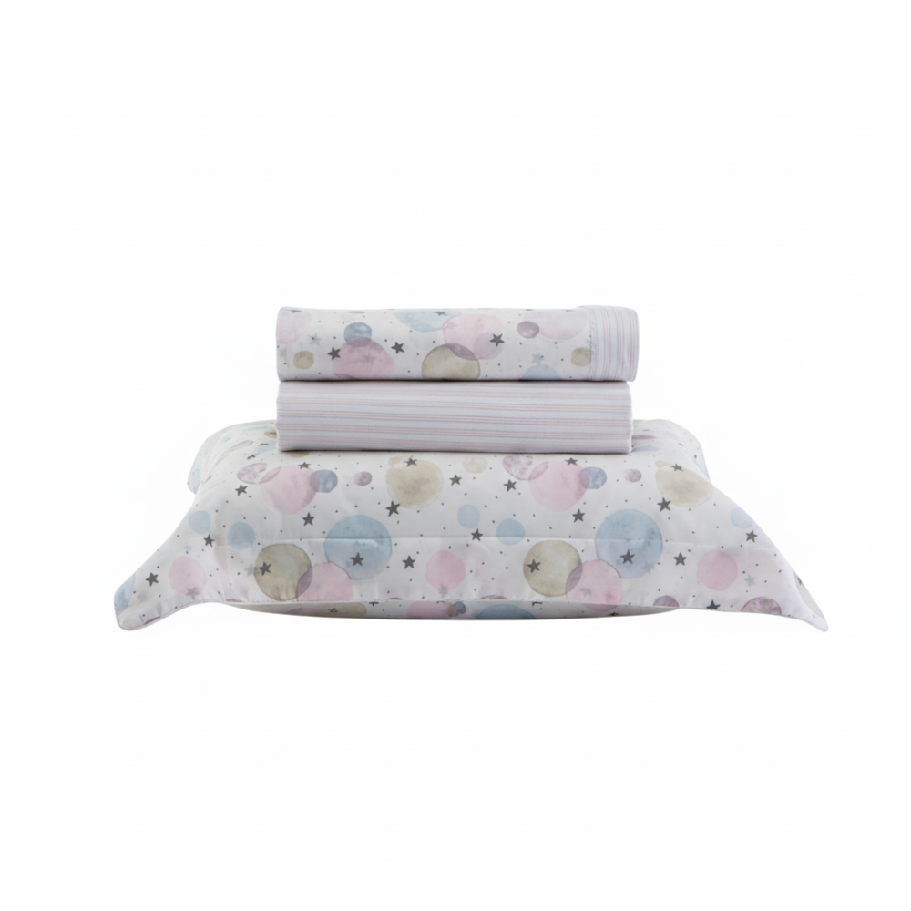 Jogo de Cama Solteiro Kacyumara Vintage Babalu 100% Algodão Egípcio Percal 200 Fios (3 Peças)