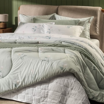 Jogo de Cama Solteiro Karsten Lydia 100% Algodão Fio Penteado Percal 200 Fios (3 Peças)