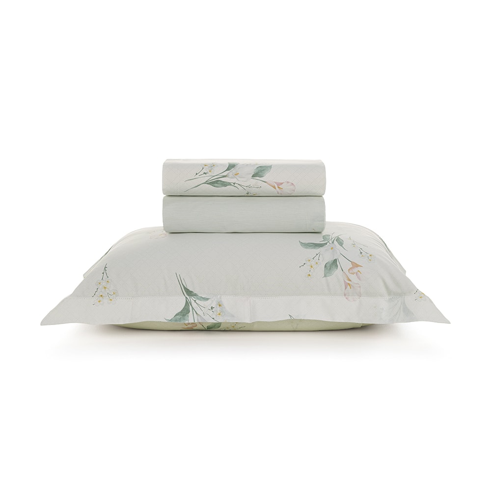 Jogo de Cama Solteiro Karsten Lydia 100% Algodão Fio Penteado Percal 200 Fios (3 Peças)