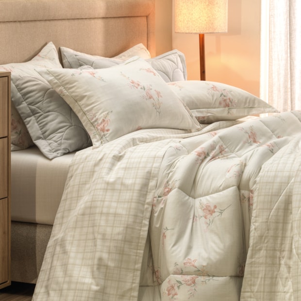 Jogo de Cama Solteiro Karsten Tarsila 100% Algodão Fio Penteado Percal 200 Fios (3 Peças)