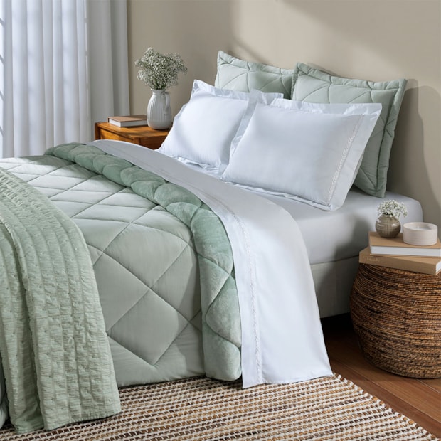 Jogo de Edredom/Coberdrom King Size Dohler Collin Microfibra c/ Porta Travesseiros (3 Peças)