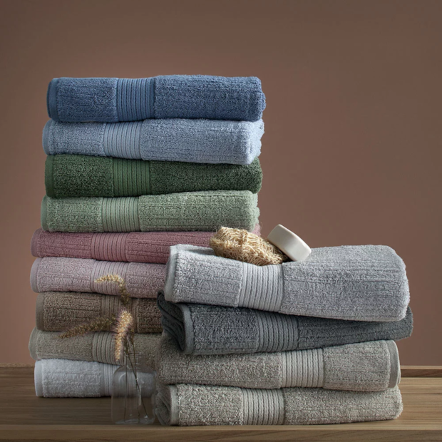 Jogo de Toalha Banhão + Rosto Buddemeyer Canelado Fio Penteado 100% Algodão (2 Peças) - Gramatura: 480 g/m²