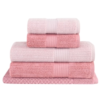 Jogo de Toalha de Banho Buddemeyer Fio Penteado Canelado 100% Algodão (5 peças)