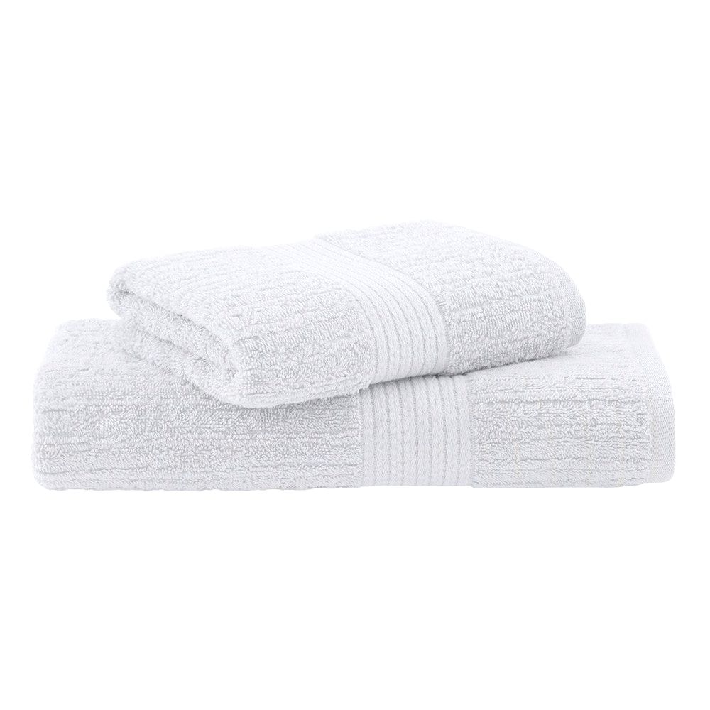 Jogo de Toalha de Banho + Rosto Buddemeyer Canelado Fio Penteado 100% Algodão (2 Peças) - Gramatura: 480 g/m²