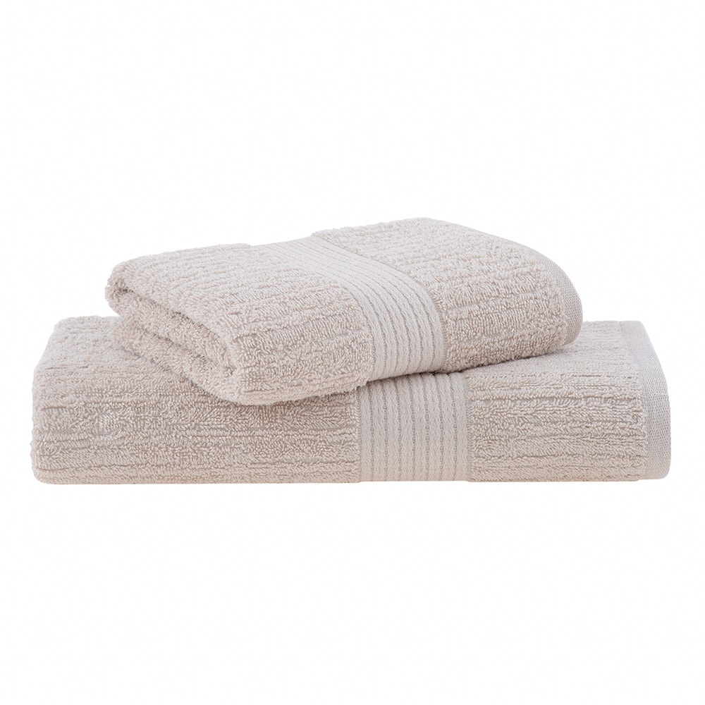 Jogo de Toalha de Banho + Rosto Buddemeyer Canelado Fio Penteado 100% Algodão (2 Peças) - Gramatura: 480 g/m²