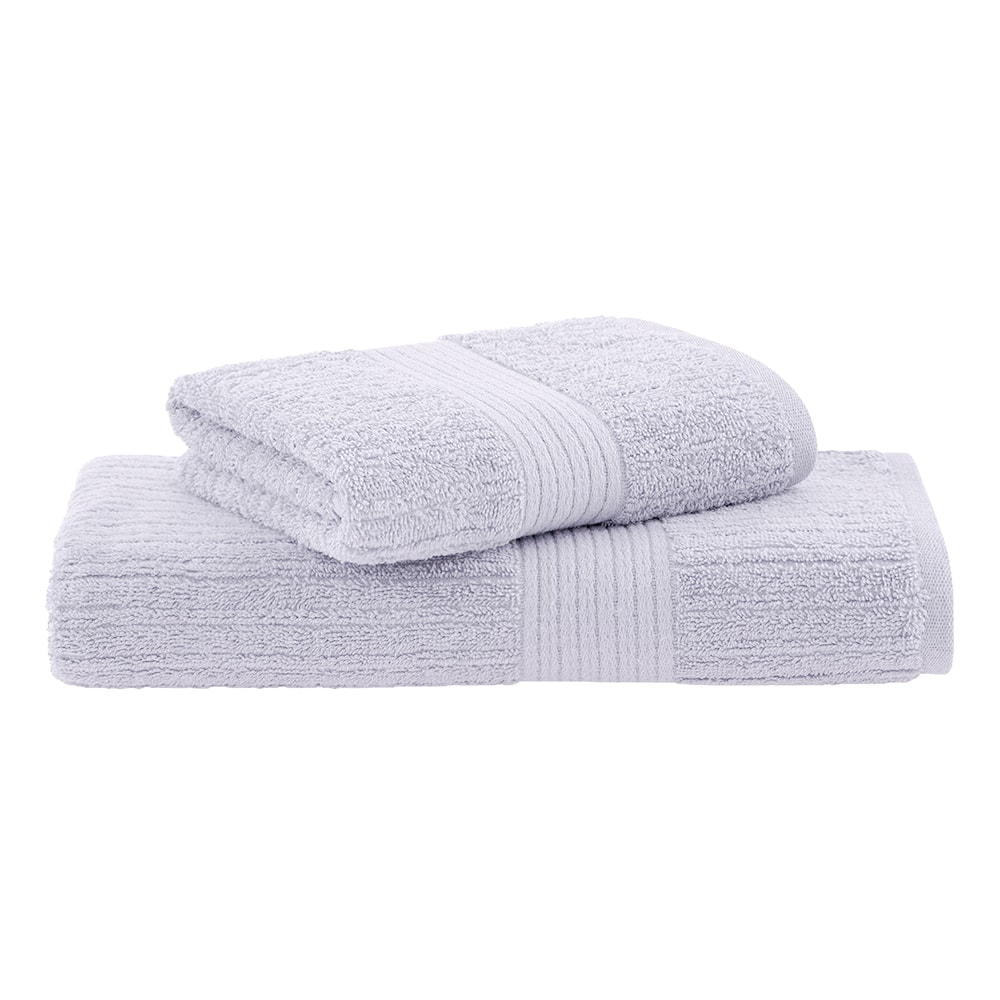 Jogo de Toalha de Banho + Rosto Buddemeyer Canelado Fio Penteado 100% Algodão (2 Peças) - Gramatura: 480 g/m²