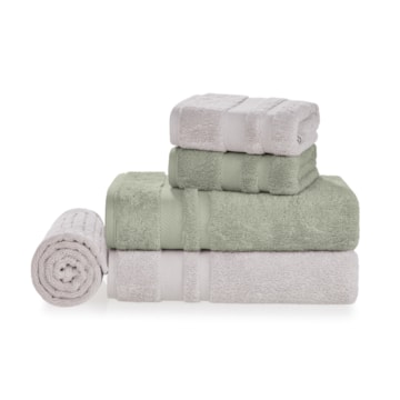 Jogo de Toalhas Banhão Trussardi Lorenzi Fio Penteado 100% Algodão (5 Peças)