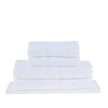 Jogo de Toalhas de Banho Buddemeyer Crystal 100% Algodão Fio Penteado c/ Bordado Inglês (5 Peças) - Gramatura: 500g/m²