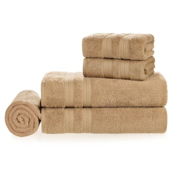 Jogo de Toalhas de Banho Karsten Unika Fio Penteado Max 100% Algodão (5 Peças)