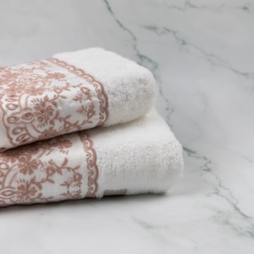 Jogo de Toalhas de Lavabo e Rosto Trussardi Imperiale Bordado 100% Algodão (2 Peças) - Gramatura: 540g/m²