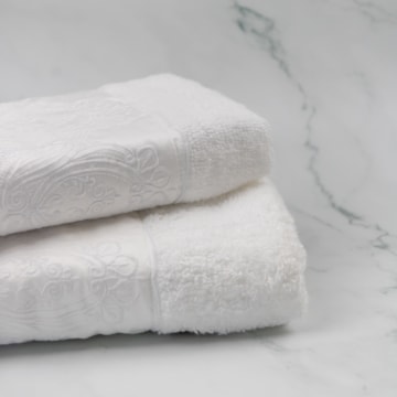 Jogo de Toalhas de Lavabo e Rosto Trussardi Imperiale Bordado 100% Algodão (2 Peças) - Gramatura: 540g/m²