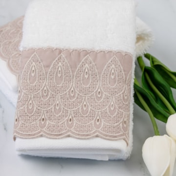Jogo de Toalhas de Lavabo / Mão (2 Peças) Trussardi Imperiale Bordado 100% Algodão - Gramatura: 540g/m²