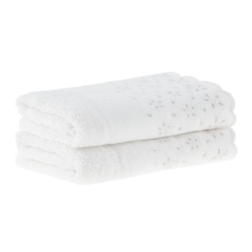 Jogo de Toalhas de Lavabo / Mão Buddemeyer Crystal Bordado Inglês 100% Algodão (2 Peças) - Gramatura: 500g/m²