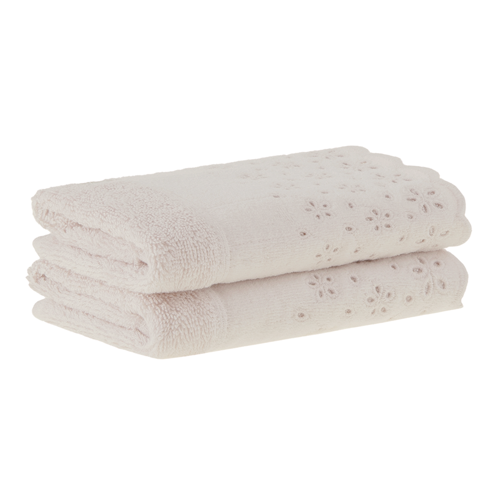 Jogo de Toalhas de Lavabo / Mão Buddemeyer Crystal Bordado Inglês 100% Algodão (2 Peças) - Gramatura: 500g/m²