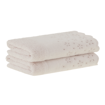 Jogo de Toalhas de Lavabo / Mão Buddemeyer Crystal Bordado Inglês 100% Algodão (2 Peças) - Gramatura: 500g/m²