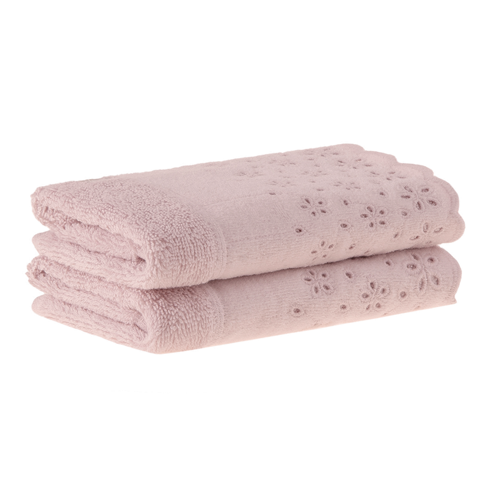 Jogo de Toalhas de Lavabo / Mão Buddemeyer Crystal Bordado Inglês 100% Algodão (2 Peças) - Gramatura: 500g/m²