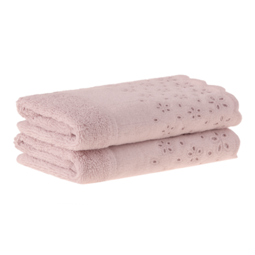 Jogo de Toalhas de Lavabo / Mão Buddemeyer Crystal Bordado Inglês 100% Algodão (2 Peças) - Gramatura: 500g/m²