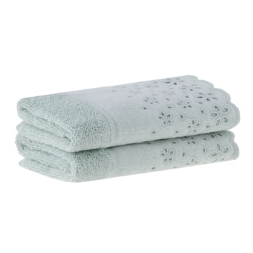 Jogo de Toalhas de Lavabo / Mão Buddemeyer Crystal Bordado Inglês 100% Algodão (2 Peças) - Gramatura: 500g/m²