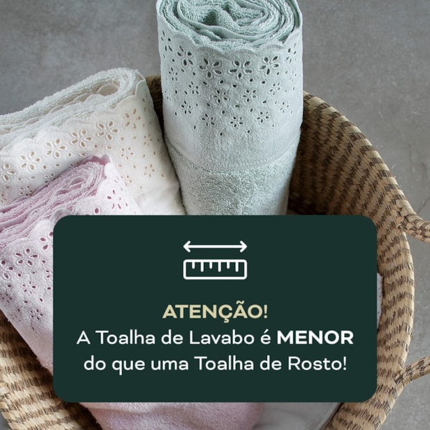 Jogo de Toalhas de Lavabo / Mão Buddemeyer Crystal Bordado Inglês 100% Algodão (2 Peças) - Gramatura: 500g/m²