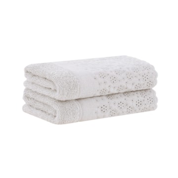 Jogo de Toalhas de Lavabo / Mão Buddemeyer Lovely 100% Algodão c/ Renda Bordada (2 Peças) - Gramatura: 450g/m²