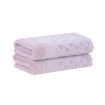 Jogo de Toalhas de Lavabo / Mão Buddemeyer Lovely 100% Algodão c/ Renda Bordada (2 Peças) - Gramatura: 450g/m²