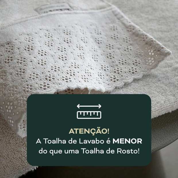 Jogo de Toalhas de Lavabo / Mão Buddemeyer Lovely 100% Algodão c/ Renda Bordada (2 Peças) - Gramatura: 450g/m²