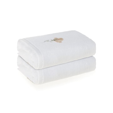 Jogo de Toalhas de Lavabo / Mão Karsten Lavínia Bordada 100% Algodão - Gramatura: 500g/m² (2 Peças)