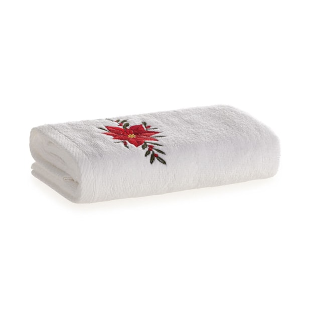 Jogo de Toalhas de Mão / Lavabo Karsten Flor do Natal Aveludada 100% Algodão (2 Peças)