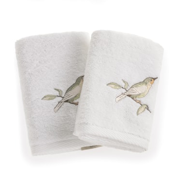 Jogo de Toalhas de Mão / Lavabo Karsten Ventura Bordada 100% Algodão - Gramatura: 500g/m² (2 Peças)