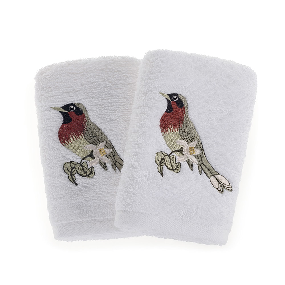 Jogo de Toalhas de Mão / Lavabo Trussardi Arancia Bordada 100% Algodão Fio Penteado - Gramatura: 500g/m² (2 Peças)