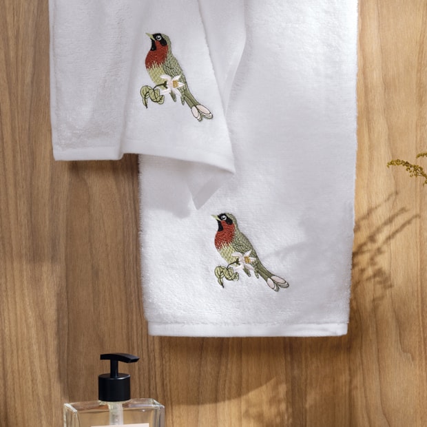 Jogo de Toalhas de Mão / Lavabo Trussardi Arancia Bordada 100% Algodão Fio Penteado - Gramatura: 500g/m² (2 Peças)