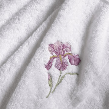 Jogo de Toalhas de Mão / Lavabo Trussardi Le Iris Bordado 100% Algodão Fio Penteado - Gramatura: 500g/m² (2 Peças)