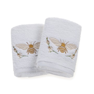 Jogo de Toalhas de Mão / Lavabo Trussardi Limoncino Bordado 100% Algodão Fio Penteado - Gramatura: 500g/m² (2 Peças)