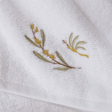 Jogo de Toalhas de Mão / Lavabo Trussardi Mimosa Bordada 100% Algodão Fio Penteado - Gramatura: 500g/m² (2 Peças)