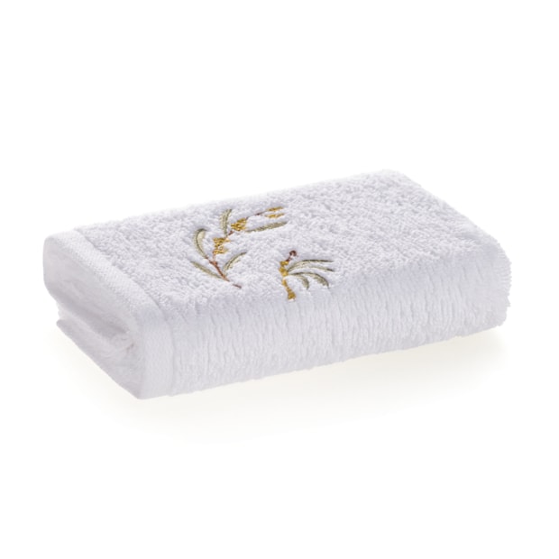 Jogo de Toalhas de Mão / Lavabo Trussardi Mimosa Bordada 100% Algodão Fio Penteado - Gramatura: 500g/m² (2 Peças)