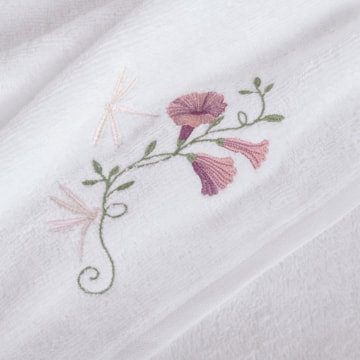 Jogo de Toalhas de Mão / Lavabo Trussardi Petunia Bordada 100% Algodão Fio Penteado - Gramatura: 500g/m² (2 Peças)