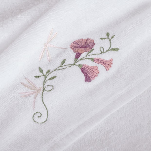 Jogo de Toalhas de Mão / Lavabo Trussardi Petunia Bordada 100% Algodão Fio Penteado - Gramatura: 500g/m² (2 Peças)