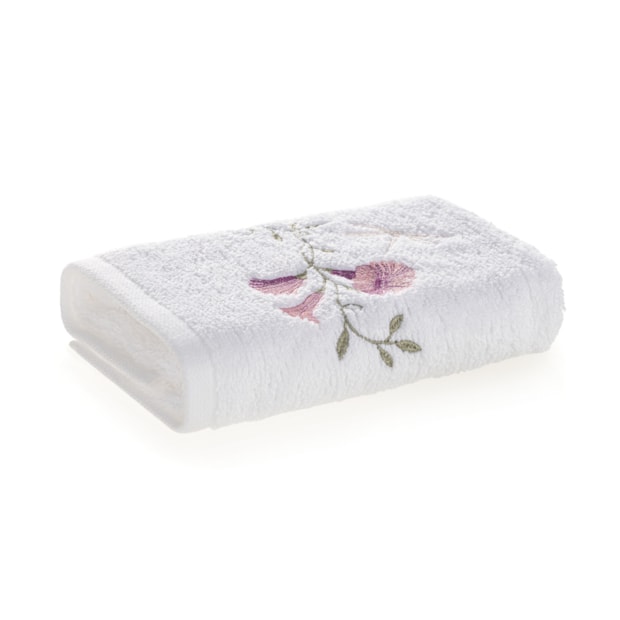 Jogo de Toalhas de Mão / Lavabo Trussardi Petunia Bordada 100% Algodão Fio Penteado - Gramatura: 500g/m² (2 Peças)